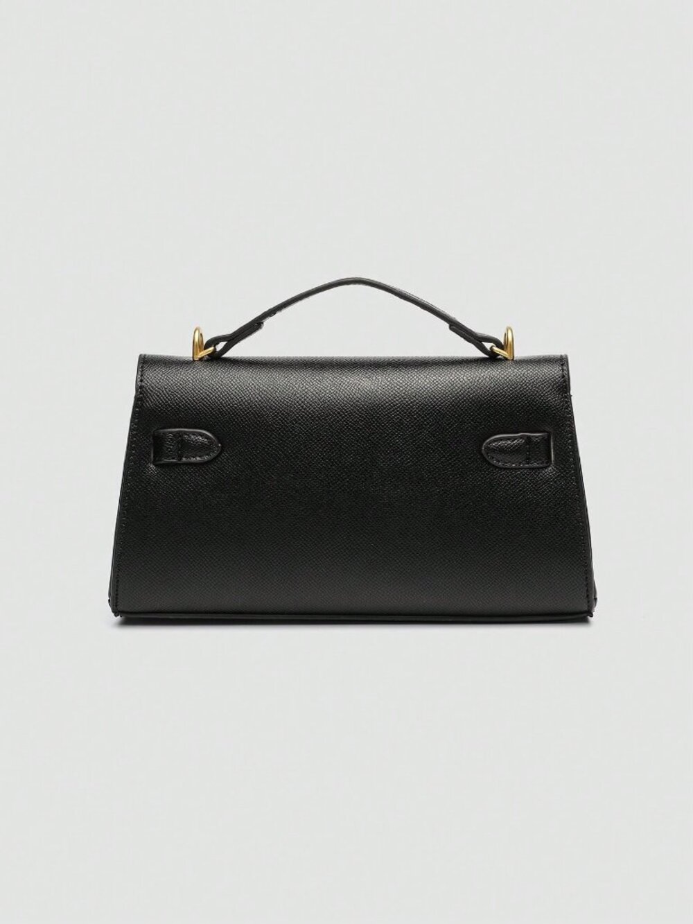 Black Fashionable Women's Plain Square Top Handle Shoulder Bag - Picture 4 of 9